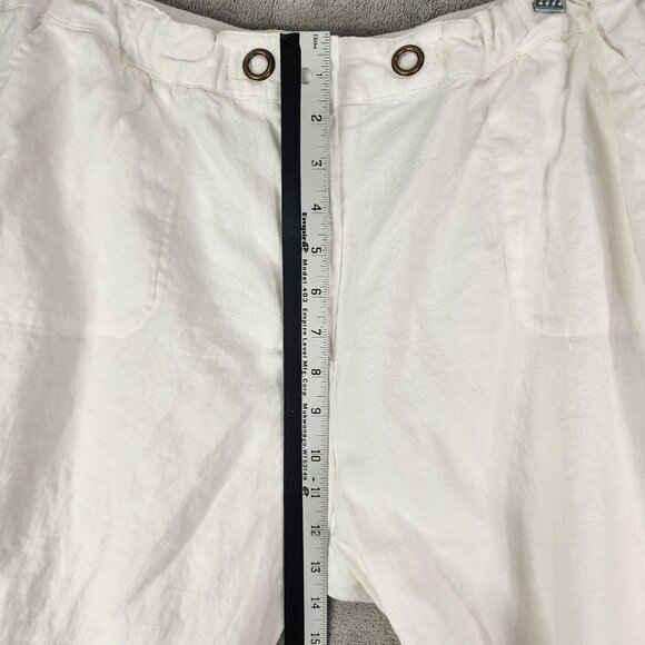 Womens White Charter Club Capri Pants Classic Fit 100% Linen Hi Rise Size 14 - Picture 7 of 11